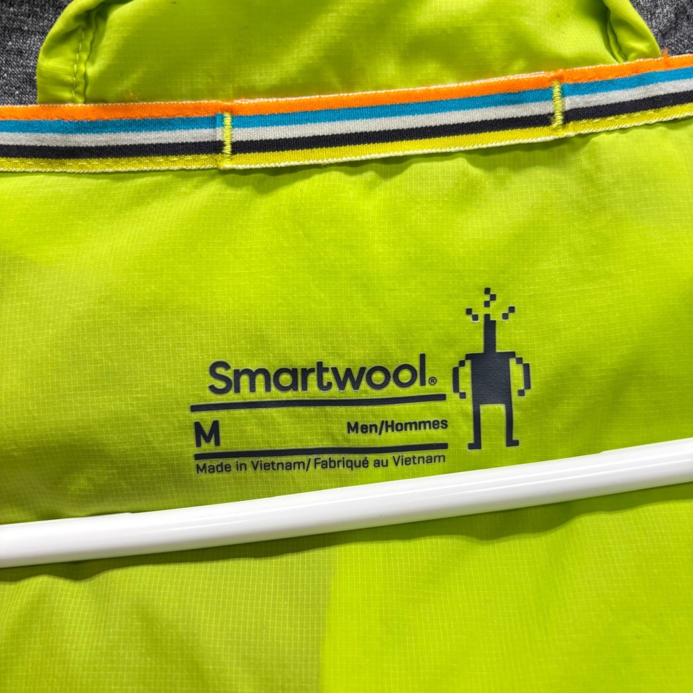 Smartwool Merino Sport Ultra Light Hooded Jacket Lime Green Windbreaker Mens M - Picture 13 of 16